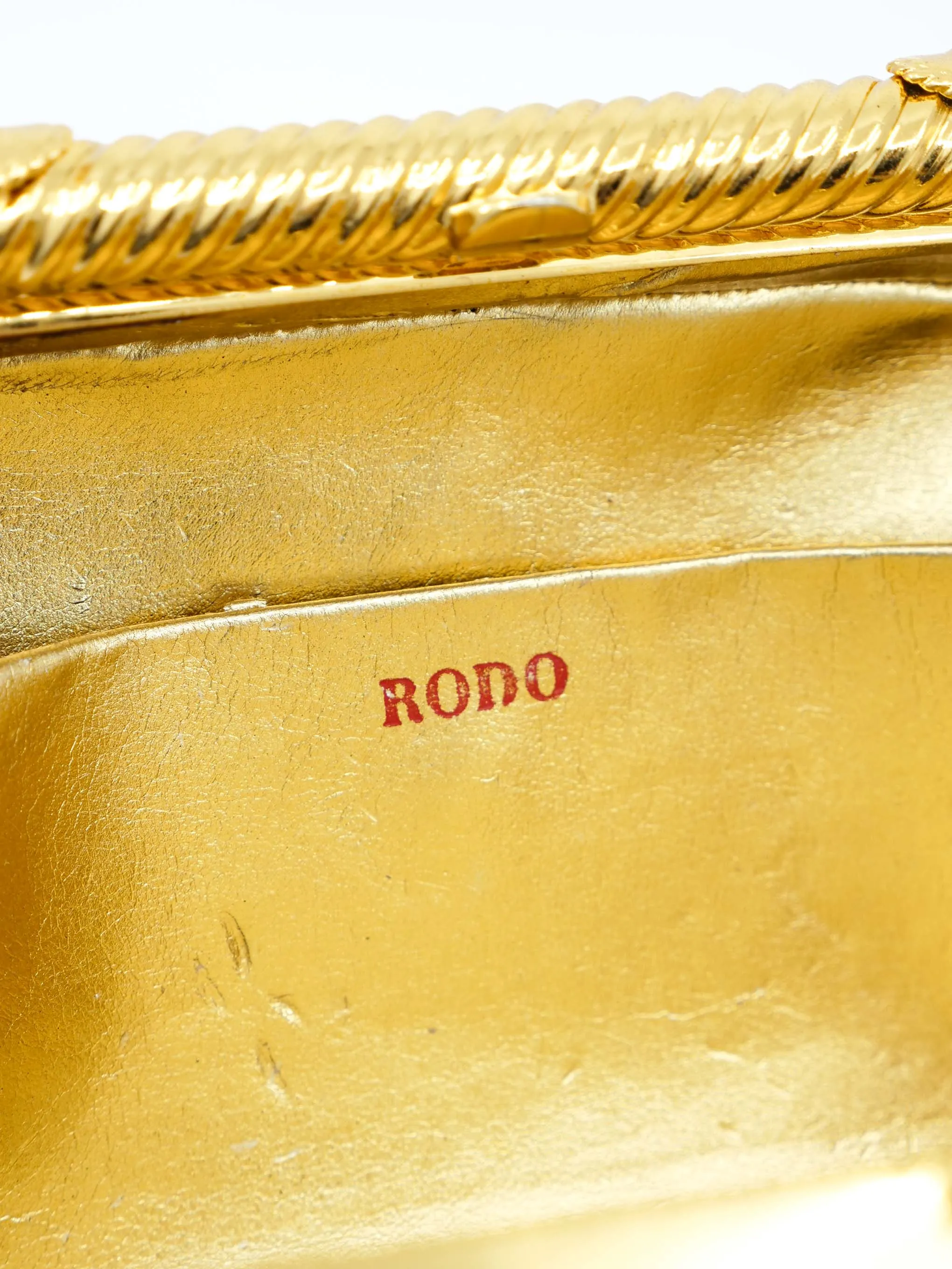 1970s Rodo Etched Goldtone Clutch