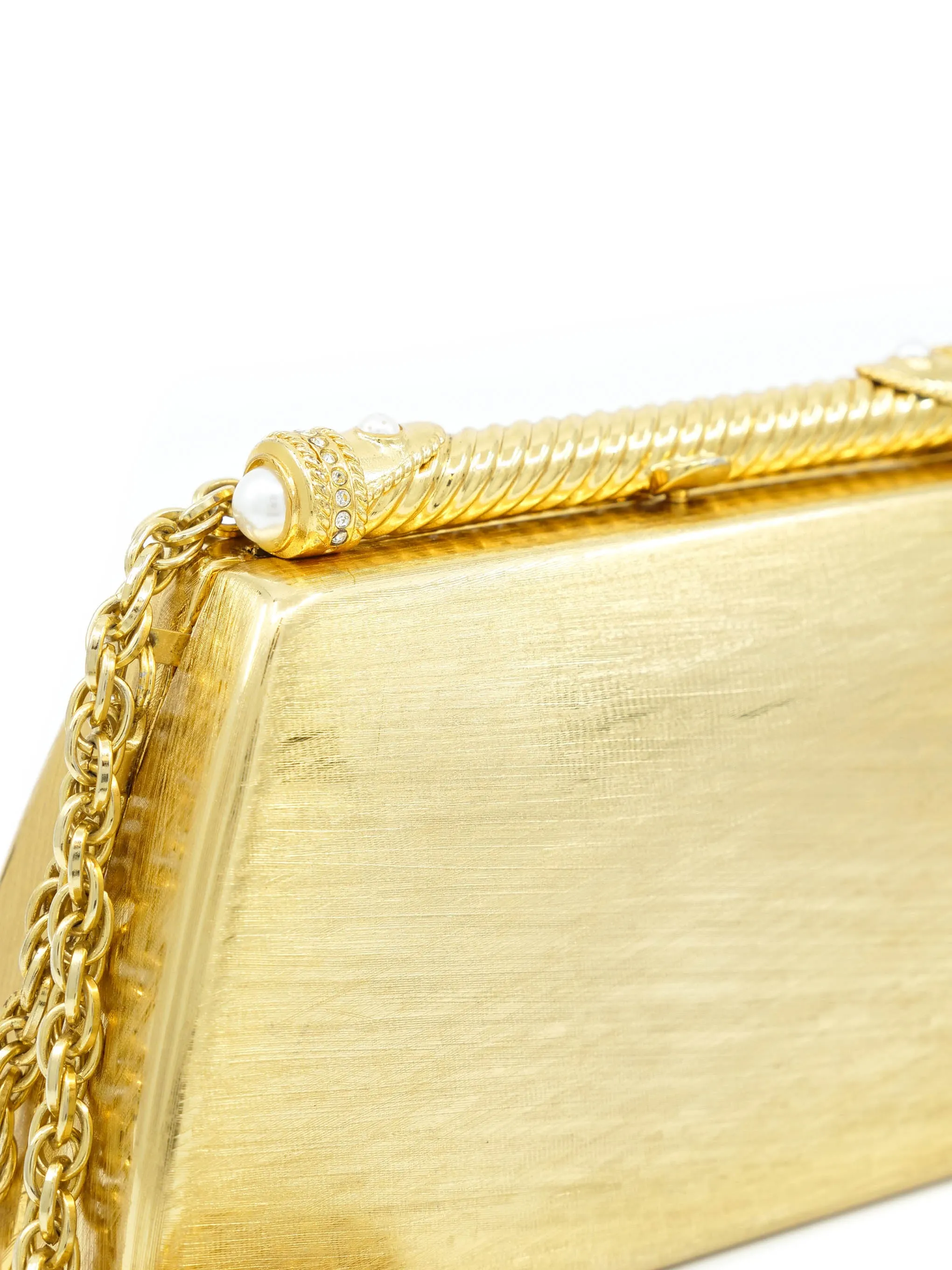 1970s Rodo Etched Goldtone Clutch