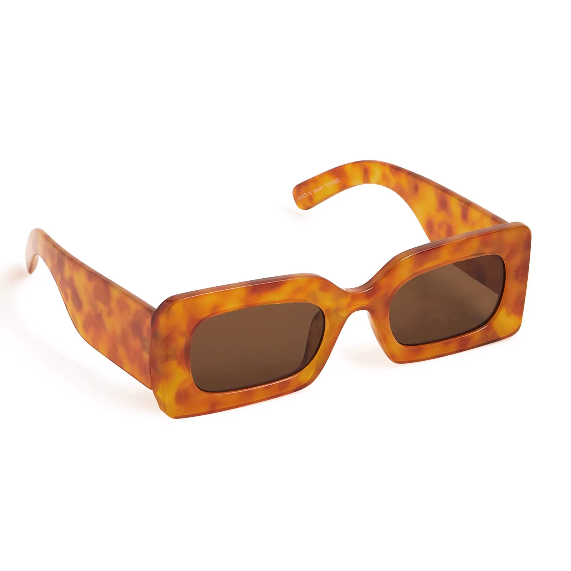 Accessorize London Women's Chunky Amber Rectangle  Sunglasses