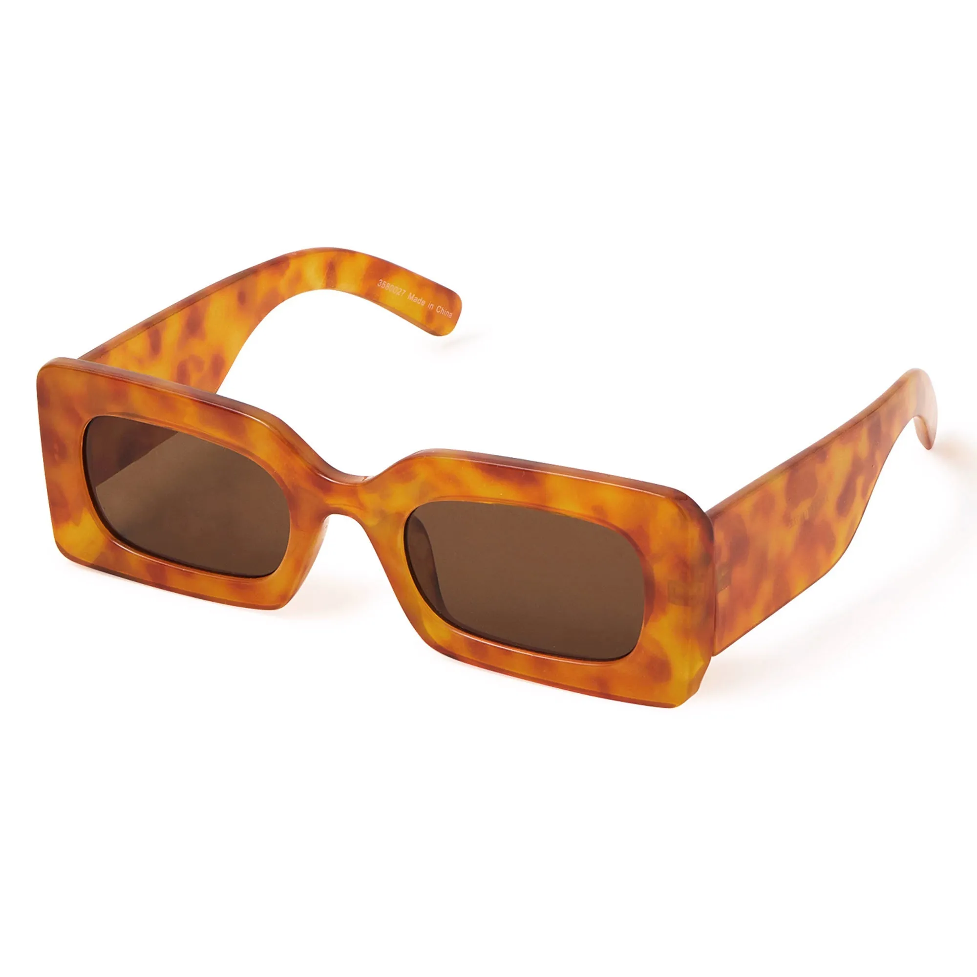 Accessorize London Women's Chunky Amber Rectangle  Sunglasses