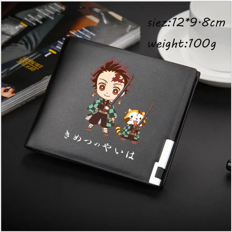 Anime Demon Slayer Wallet Kimetsu No Yaiba Cartoon Men's Short Coin Purse PU Wallet Adult Kids Card Holder Purse Children Gift