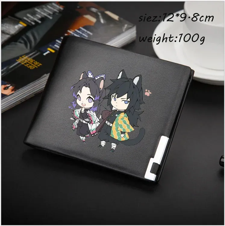Anime Demon Slayer Wallet Kimetsu No Yaiba Cartoon Men's Short Coin Purse PU Wallet Adult Kids Card Holder Purse Children Gift
