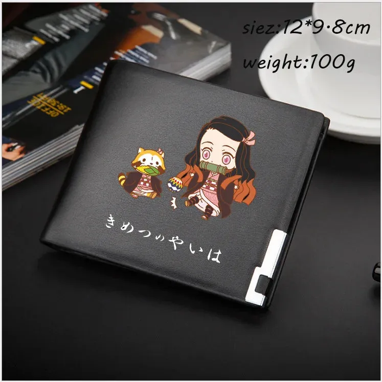 Anime Demon Slayer Wallet Kimetsu No Yaiba Cartoon Men's Short Coin Purse PU Wallet Adult Kids Card Holder Purse Children Gift