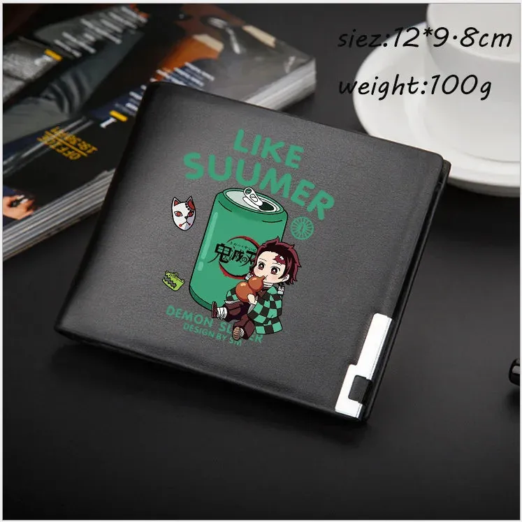 Anime Demon Slayer Wallet Kimetsu No Yaiba Cartoon Men's Short Coin Purse PU Wallet Adult Kids Card Holder Purse Children Gift