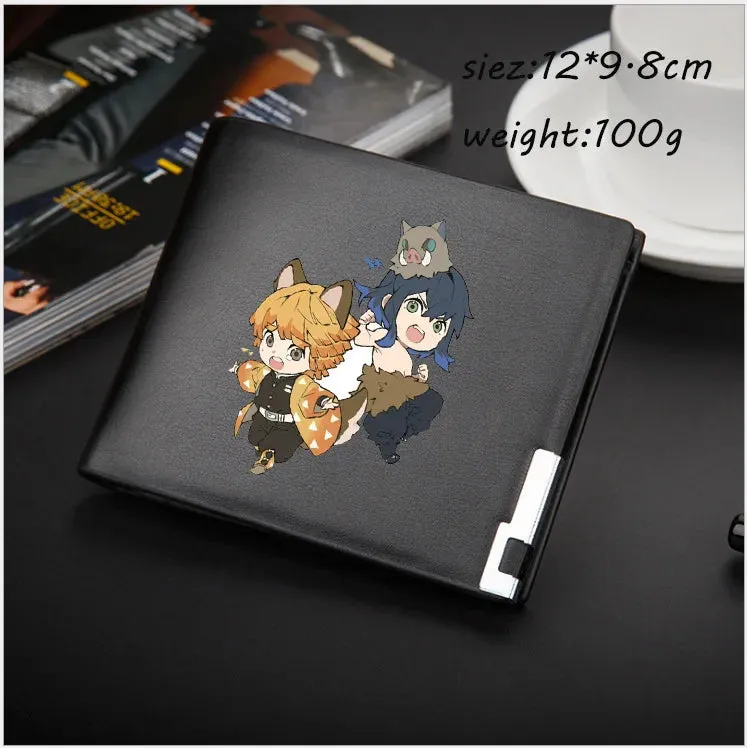 Anime Demon Slayer Wallet Kimetsu No Yaiba Cartoon Men's Short Coin Purse PU Wallet Adult Kids Card Holder Purse Children Gift