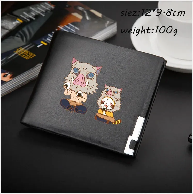 Anime Demon Slayer Wallet Kimetsu No Yaiba Cartoon Men's Short Coin Purse PU Wallet Adult Kids Card Holder Purse Children Gift
