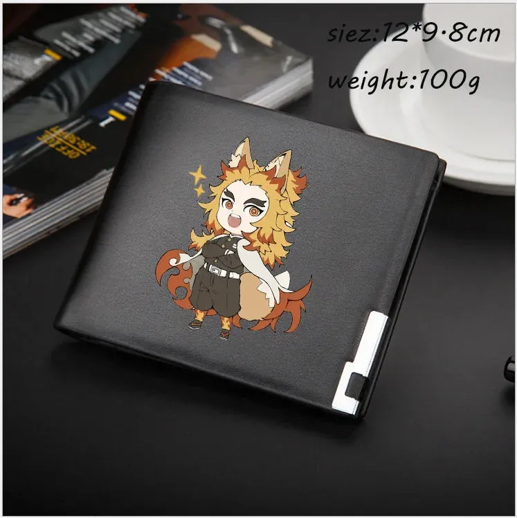 Anime Demon Slayer Wallet Kimetsu No Yaiba Cartoon Men's Short Coin Purse PU Wallet Adult Kids Card Holder Purse Children Gift