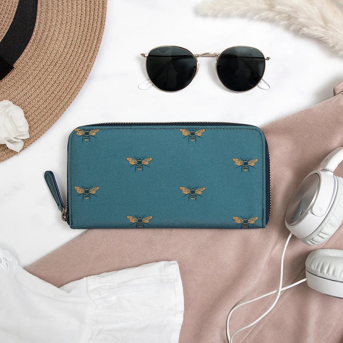 Bees Teal Wallet Purse