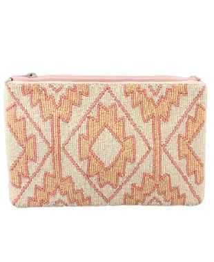 Blush Seed Bead Clutch Bag
