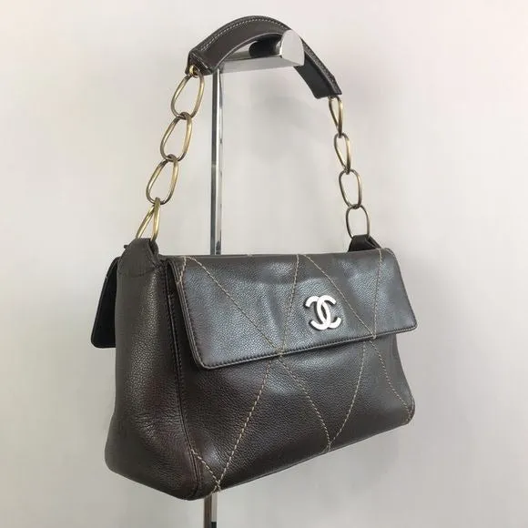 CHANEL Brown Wild Stitch with Chain Strap