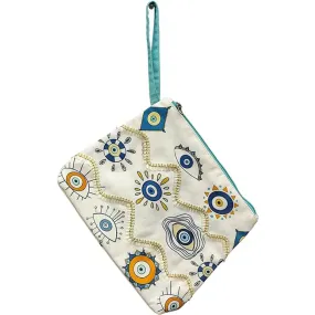 Clutch Bag with Evil Eye Print and Laces for Women and Girls