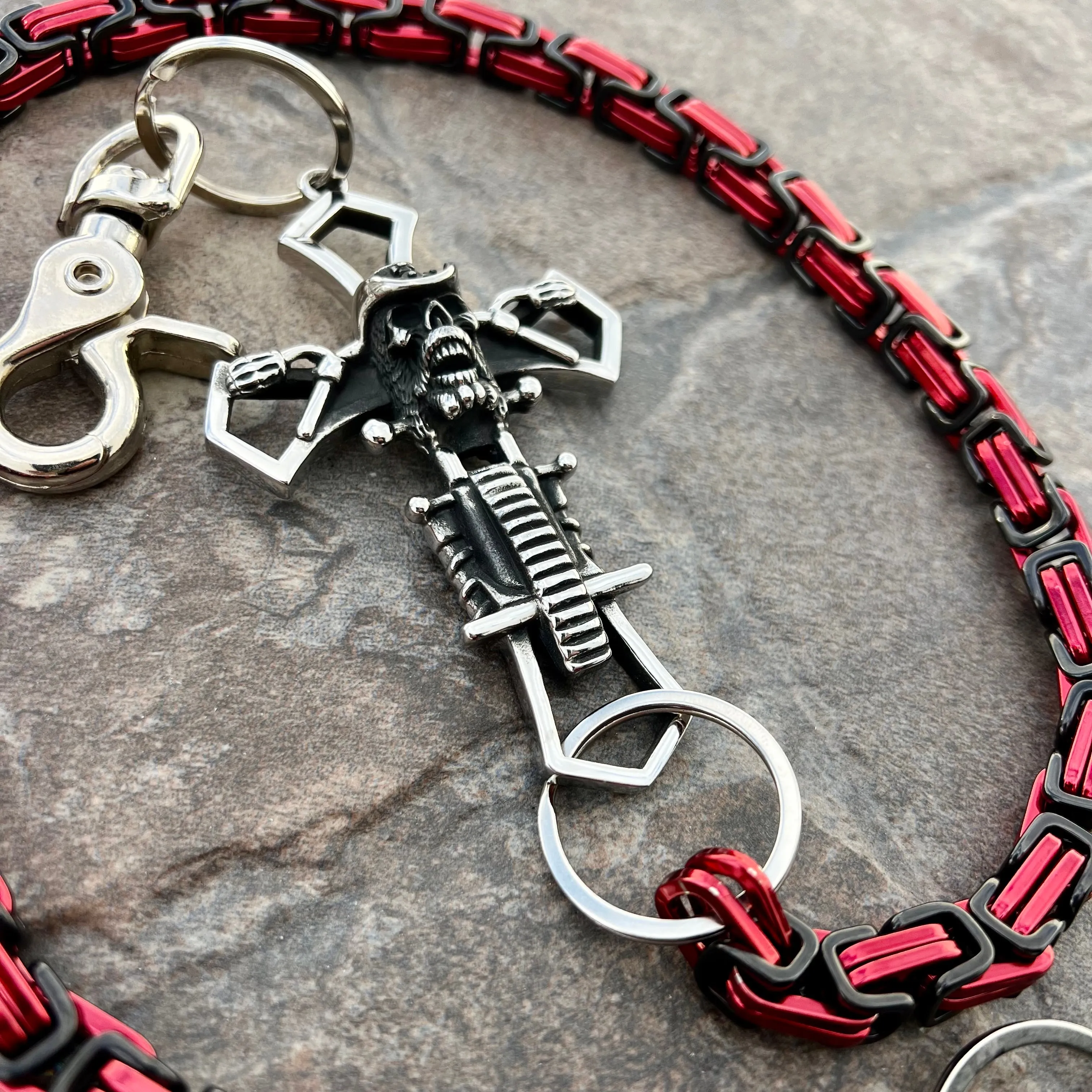 Cowboy Cross Wallet Chain - Black & Red Daytona Heritage - WC227H