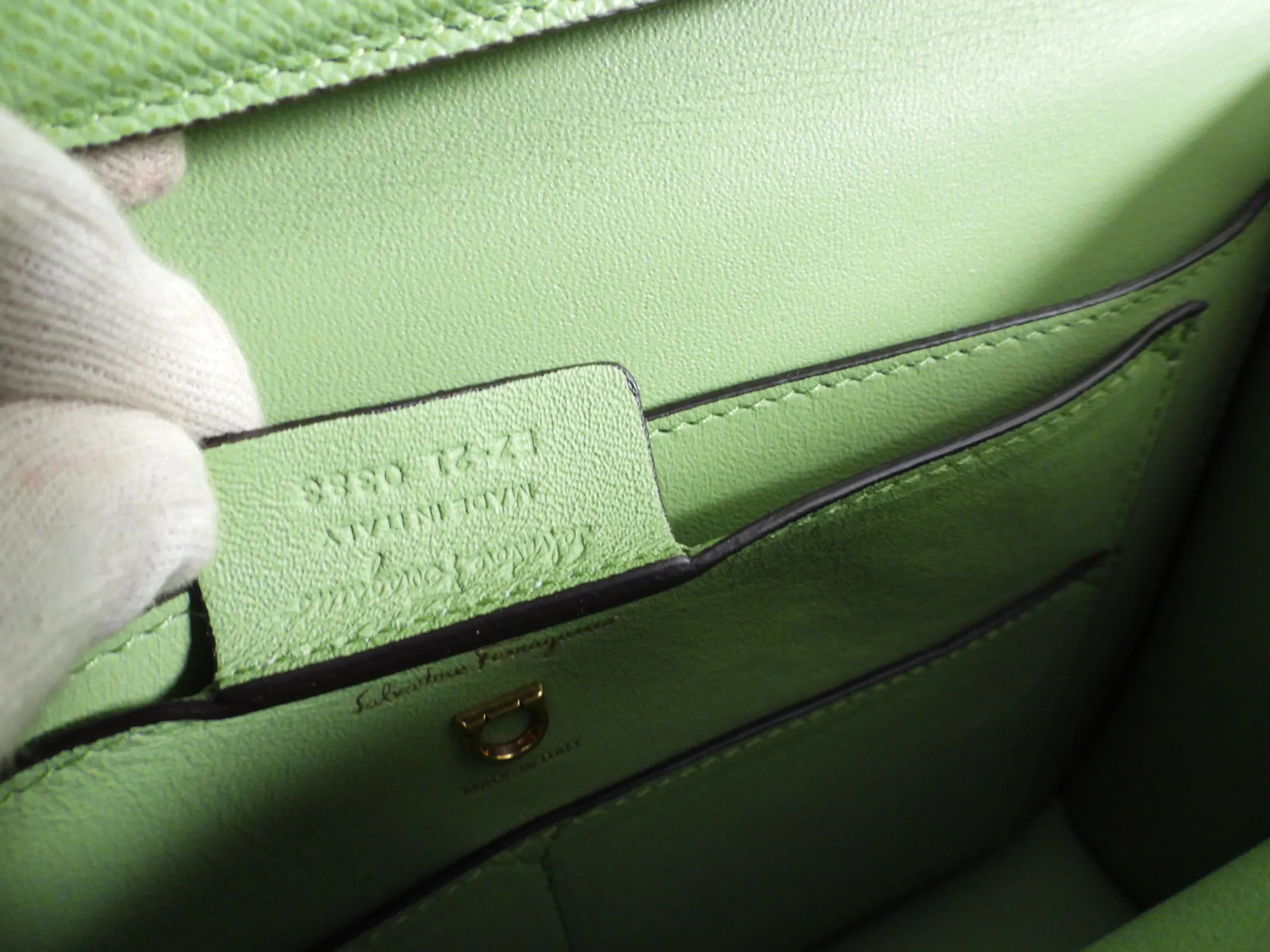 Ferragamo Mint Green Hedren Crossbody Gancini Bag