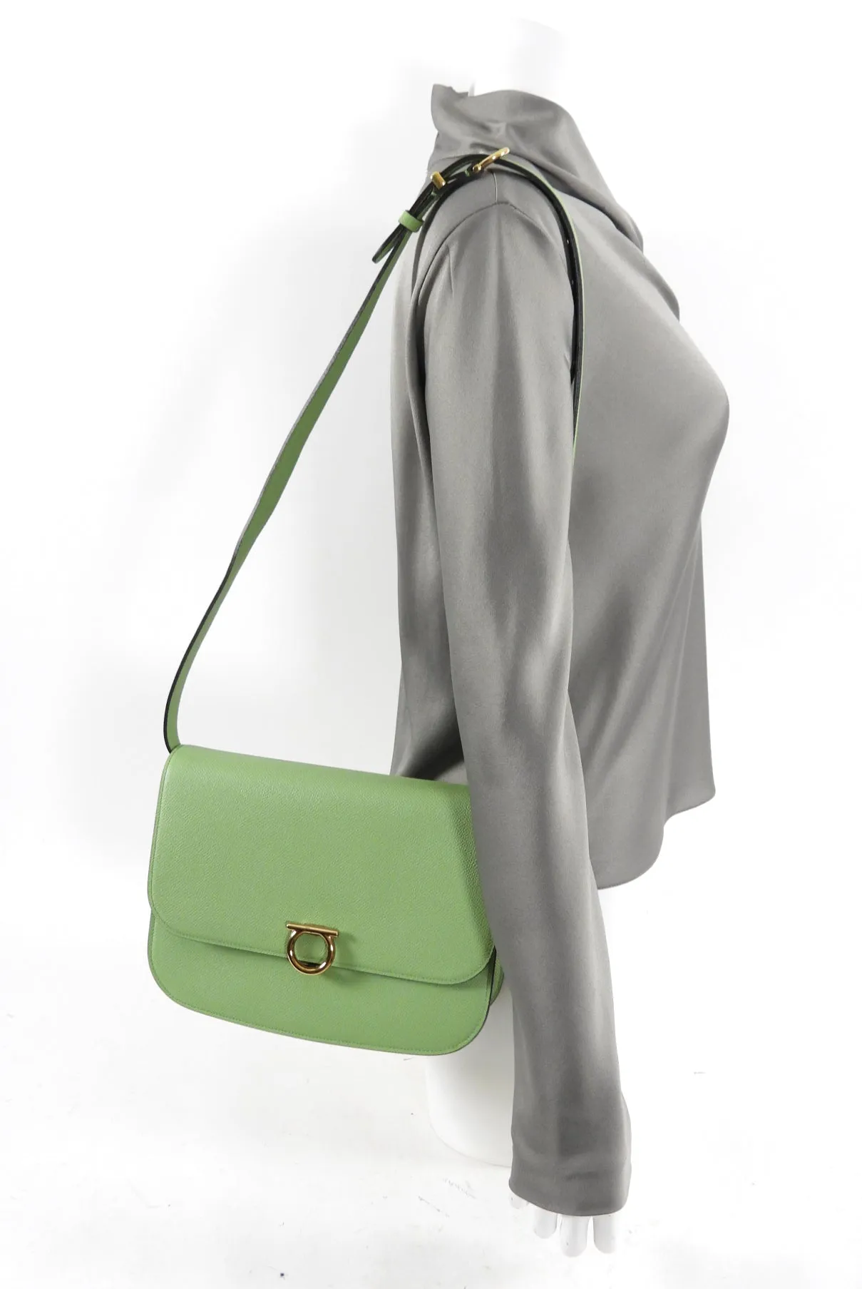 Ferragamo Mint Green Hedren Crossbody Gancini Bag