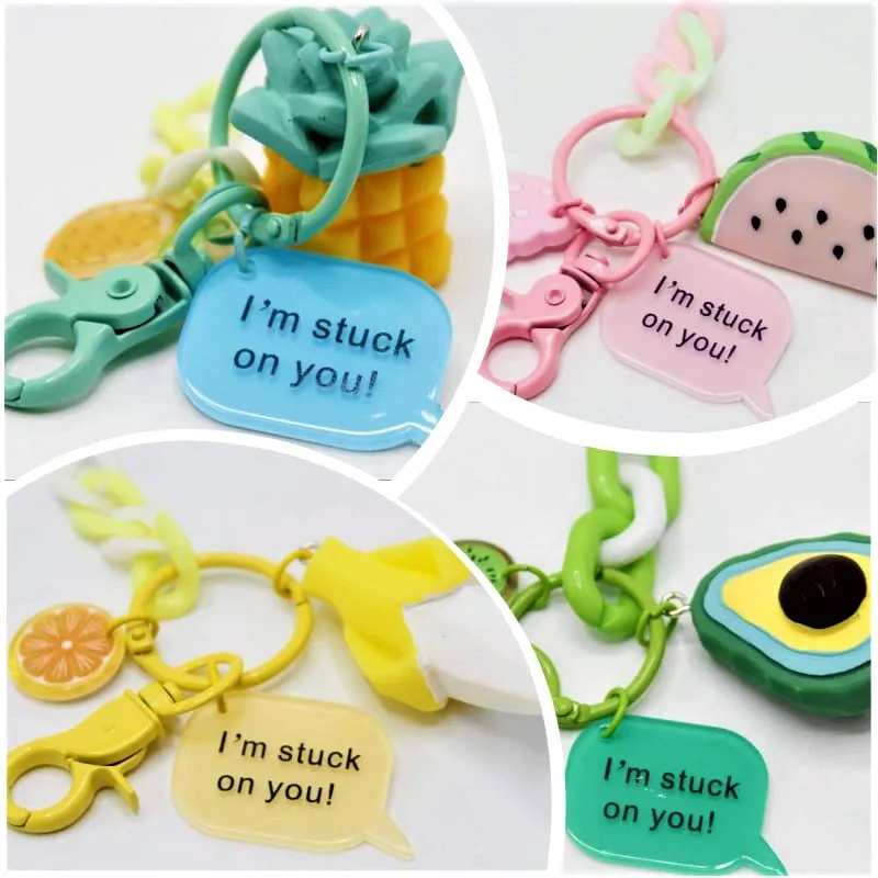 Fruit Key Chains Cute Multiple Objects Keyrings and Bag Hangings