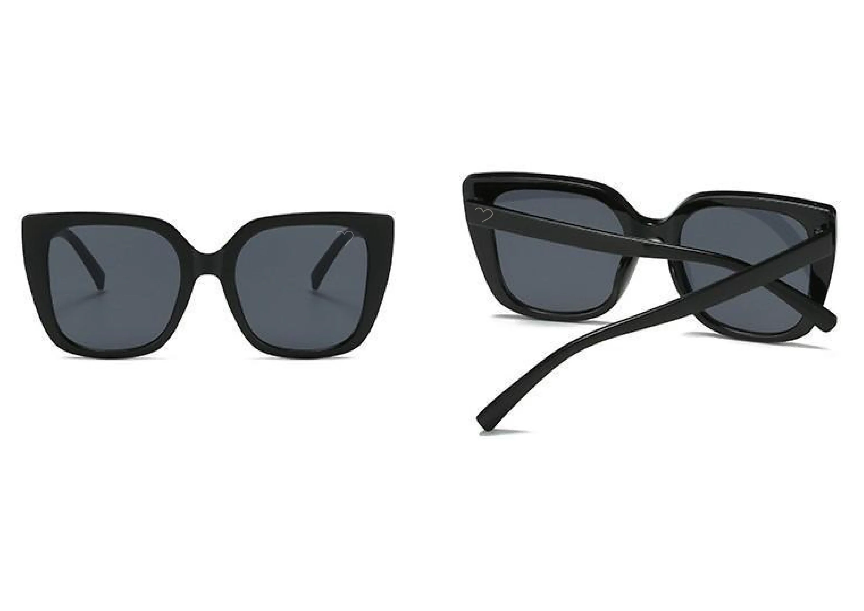 Good Hearted Square Sunglasses, Black