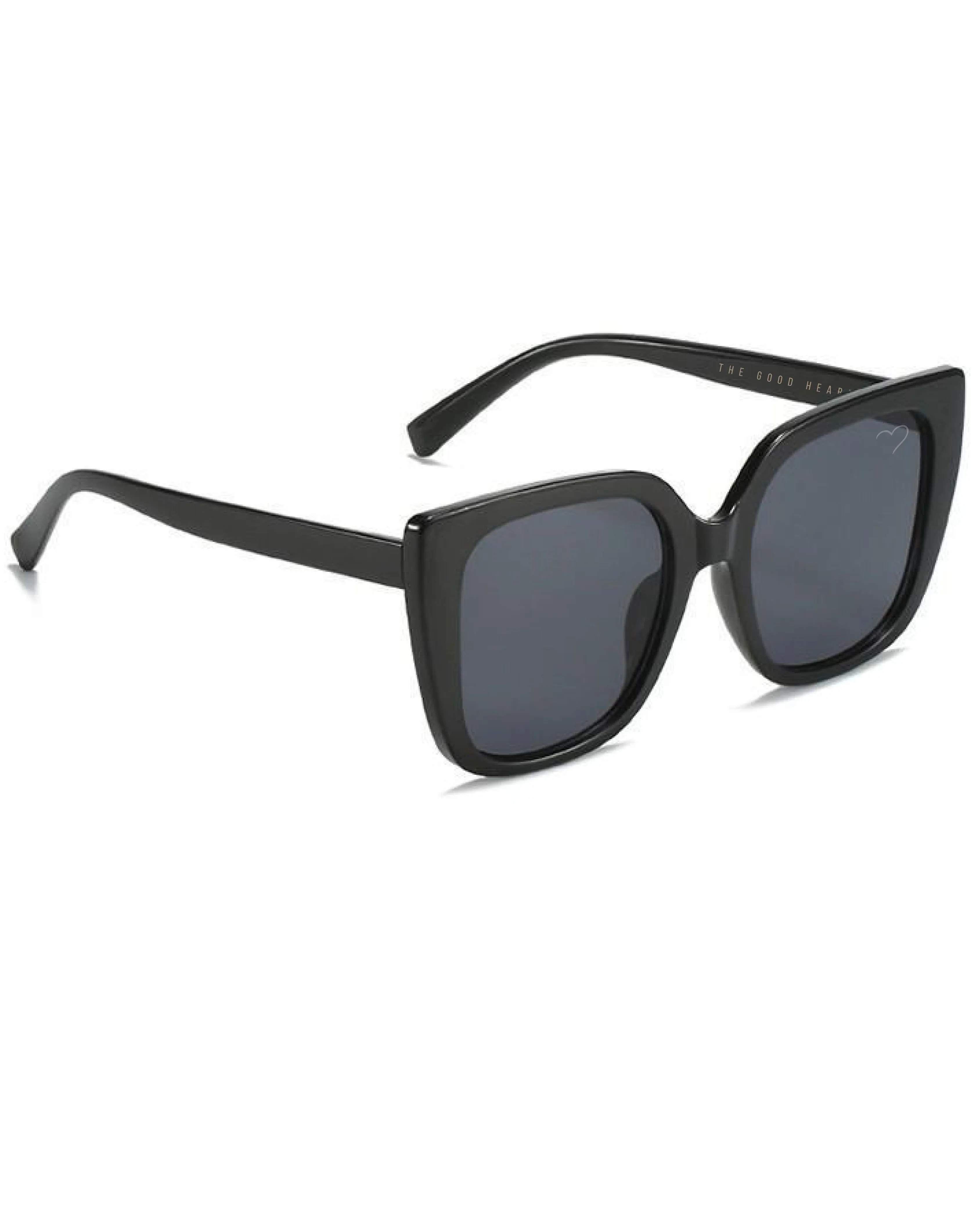 Good Hearted Square Sunglasses, Black