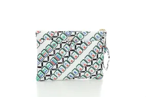 POSEY Mahjong Print Puffy Clutch (Beige/ Green)