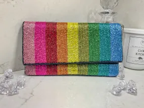 RAINBOW SEED BEEDED CLUTCH