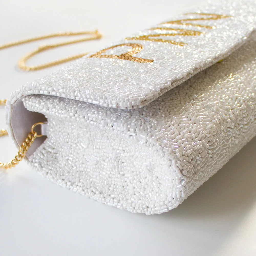 Rose Gold Personalized Hand Beaded Clutch (FOG)