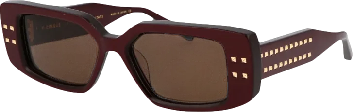 Valentino Wine Red V - Cinque Sunglasses In Case